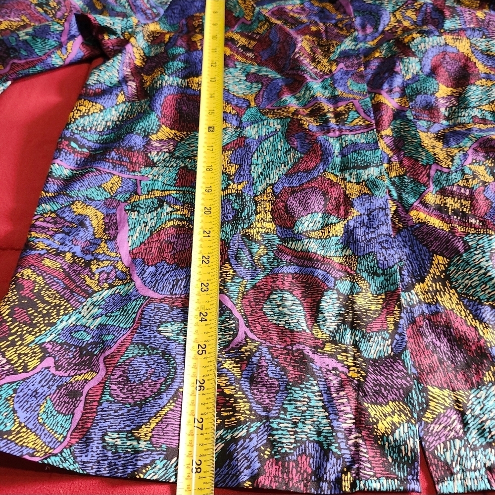 Worthington Vintage 80s Abstract Blouse Womens 18W Button Down Shoulder Pads - Picture 9 of 11